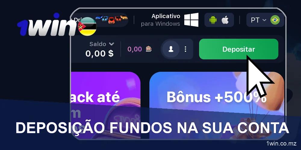 Premir o botão de depósito no 1Win