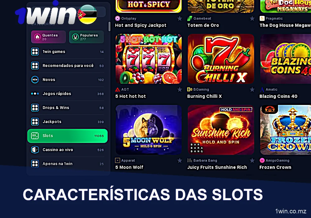 Características das slot machines da 1win