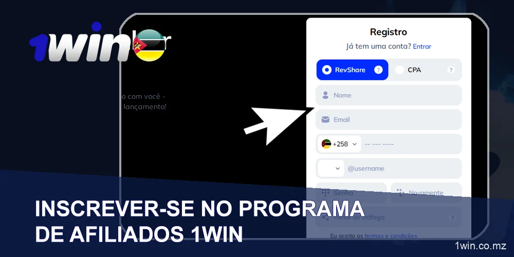 Preencher o formulário de registo de parceiro 1Win