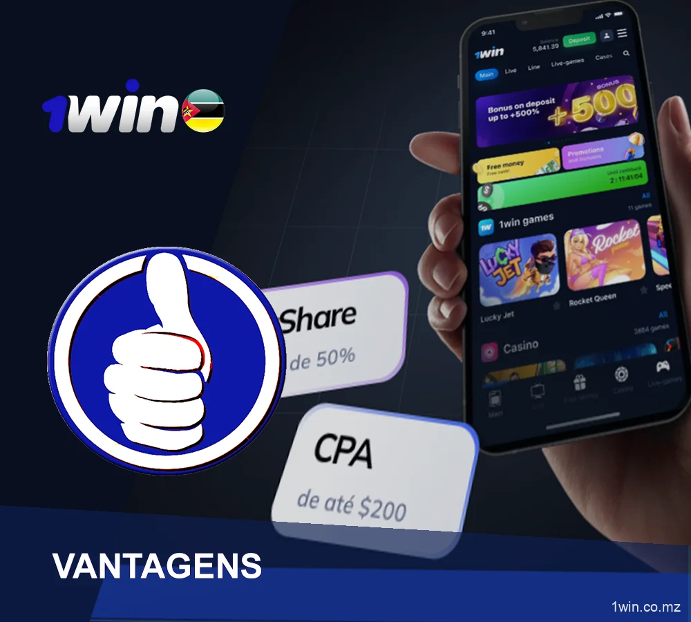 Vantagens 1Win Programa de Afiliados em Moçambique