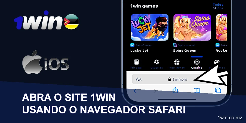 Aceda ao sítio Web do 1win no seu iPhone