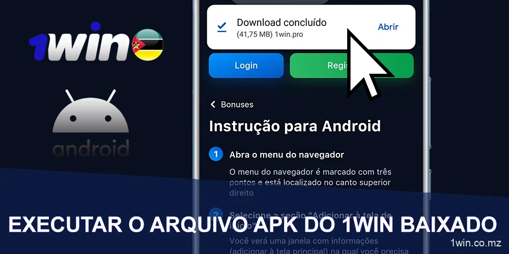 Executar o arquivo APK do 1win baixado