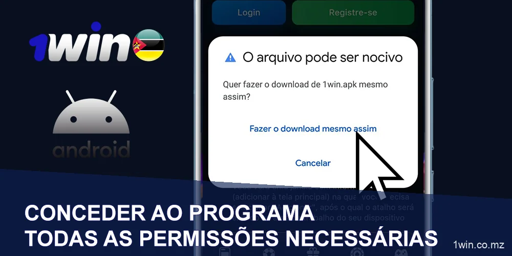 Dar ao software 1Win as permissões necessárias