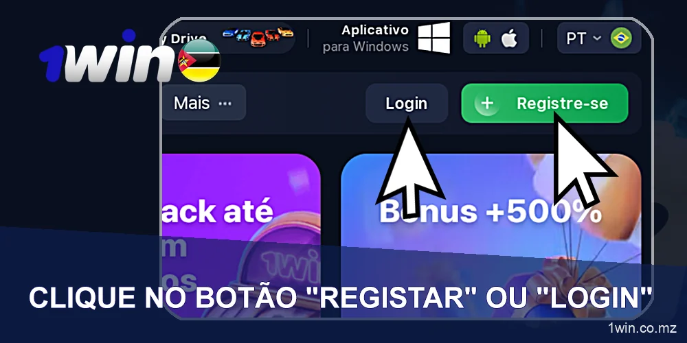 Registo ou LogIn no site 1win