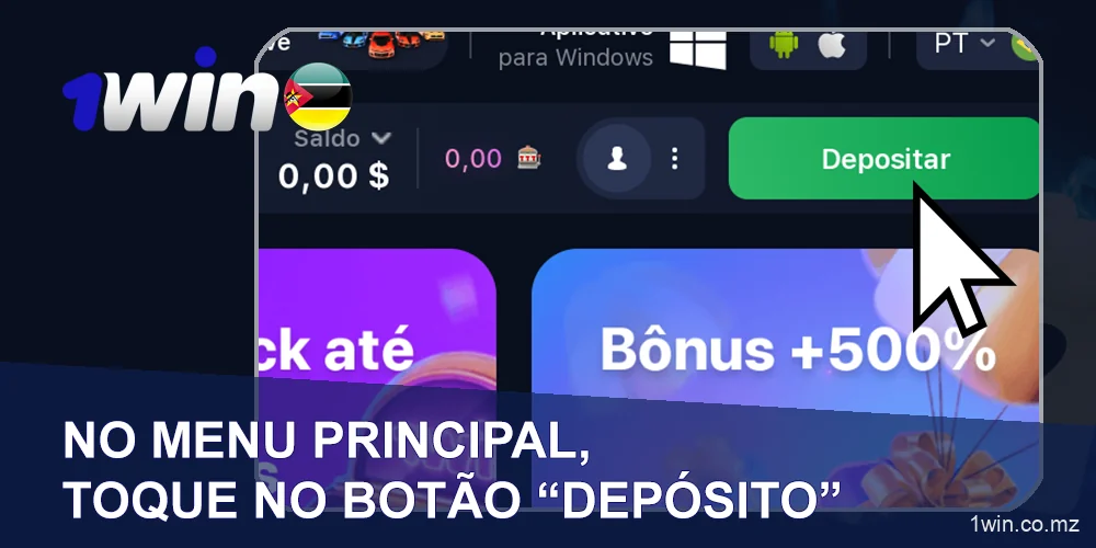 Pressione o botão de depósito em 1win