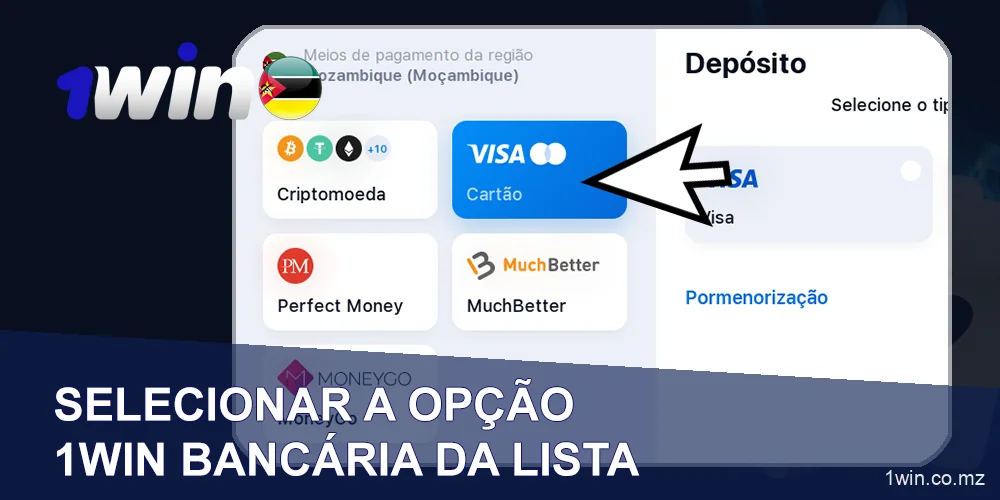 Escolha um instrumento de pagamento conveniente na 1win