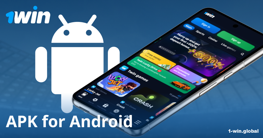 1win APK file for Android smartphones