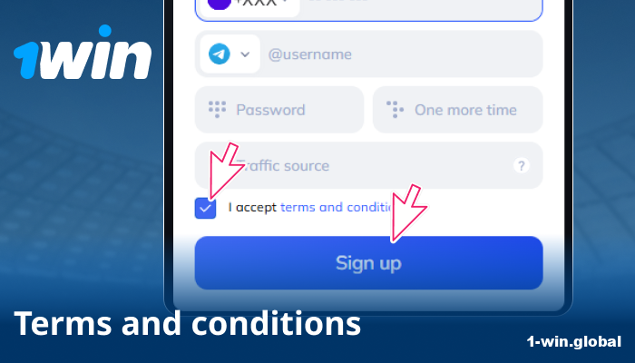 Accept Terms and Conditions of 1win partnership
