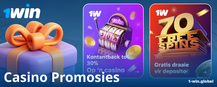 Casino bonusse vir 1Win spelers