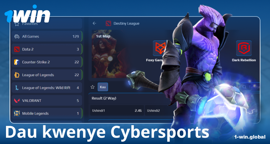 Kubashiri Michezo ya E-sports kwa Wabashiri wa 1Win