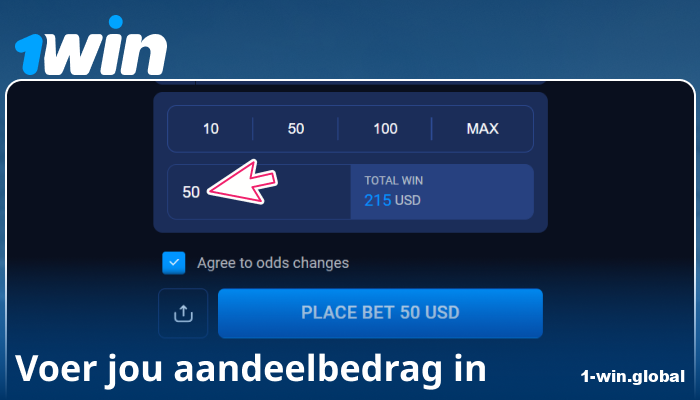 Voer jou weddensbedrag in op 1Win
