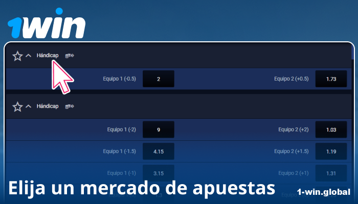 Elija un mercado de apuestas en 1Win España