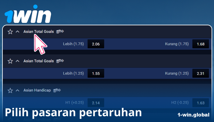Pilih acara sukan di 1Win